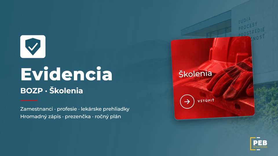 Ukážka aplikácie Evidencia – zamestnanci a školenia